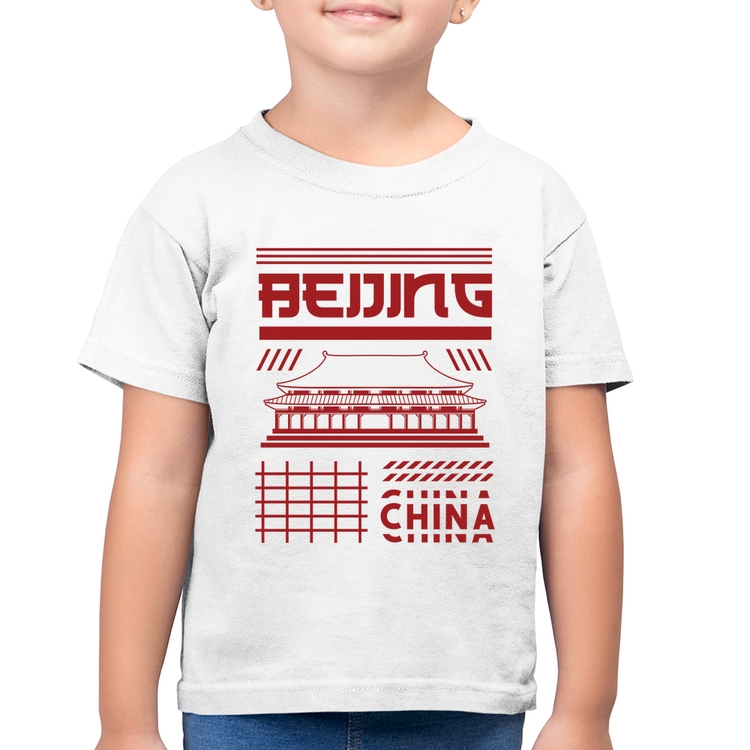 Camiseta Algodão Infantil Pequim China  - Branca