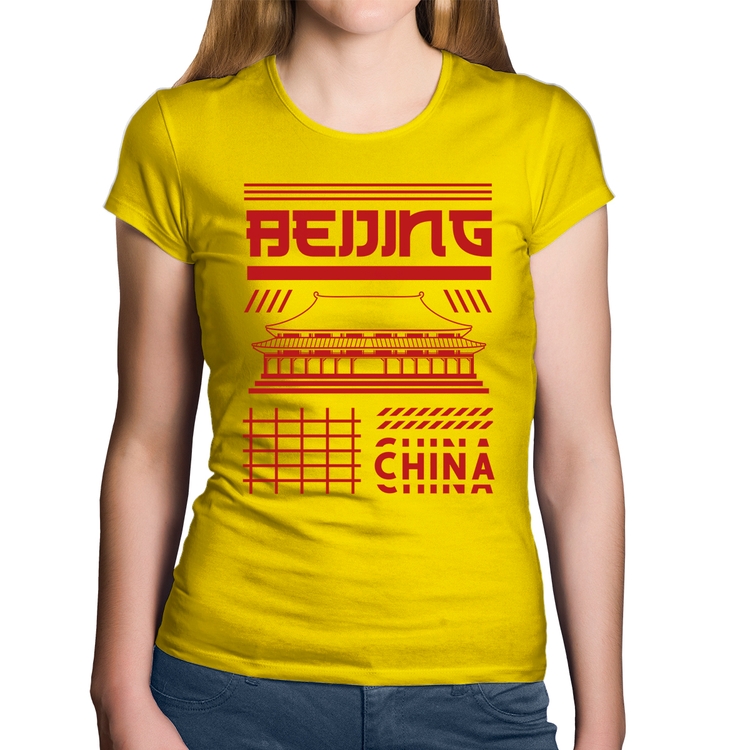 Baby Look Algodão Pequim China  - Amarela