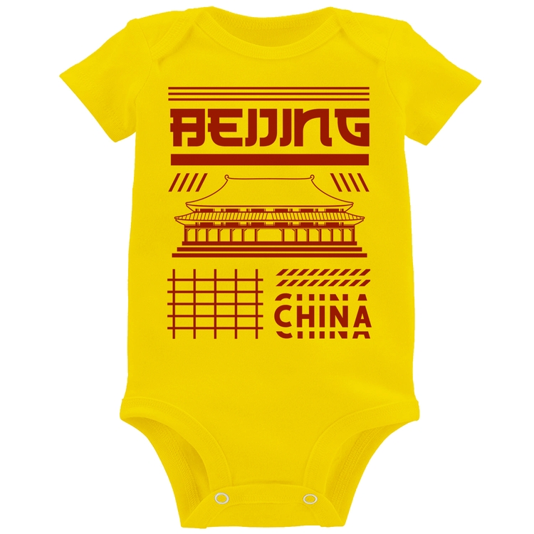 Body Bebê Pequim China  - Amarelo
