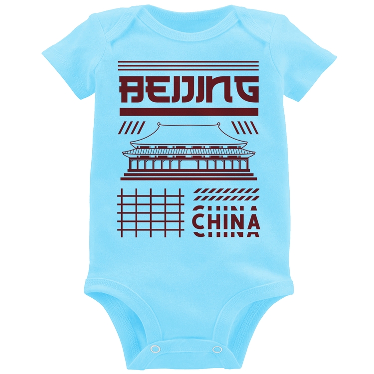 Body Bebê Pequim China  - Azul Bebê