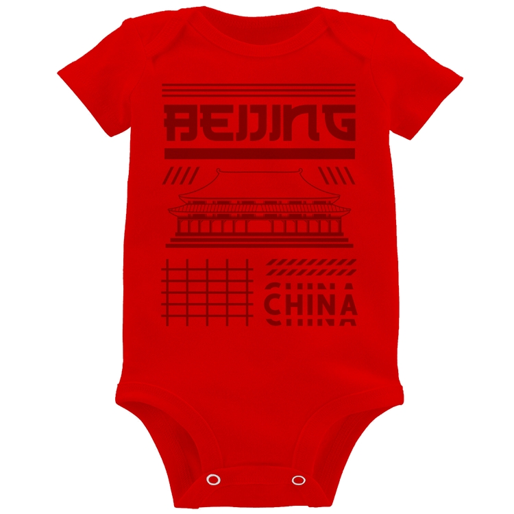 Body Bebê Pequim China  - Vermelho