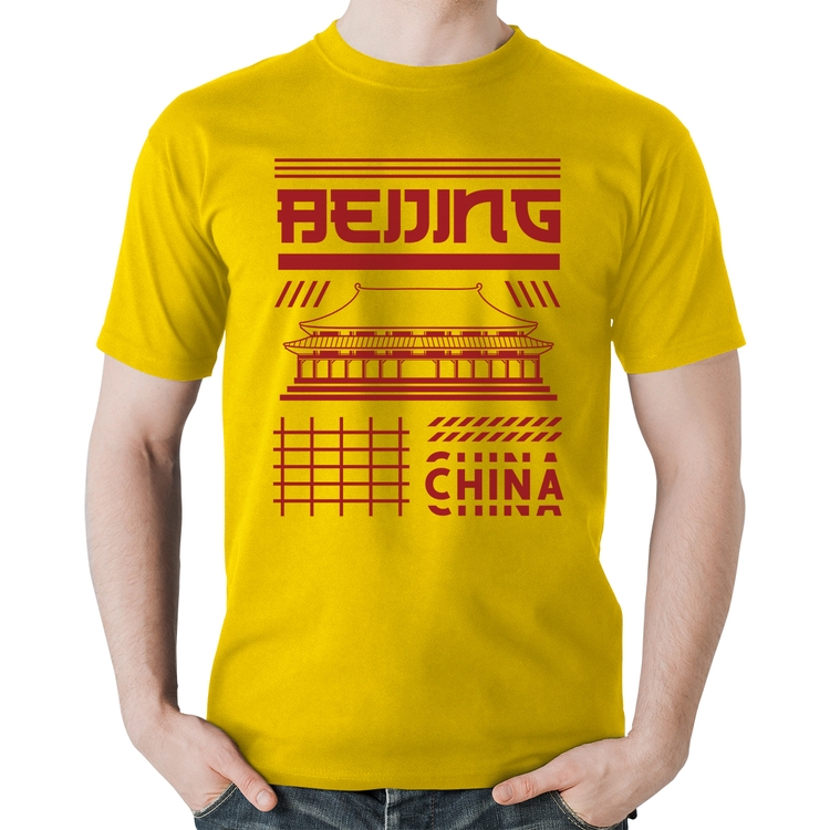 Camiseta Algodão Pequim China  - Amarela