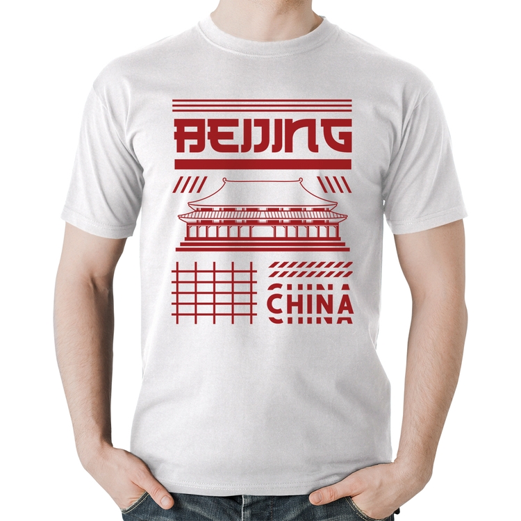 Camiseta Algodão Pequim China  - Branca