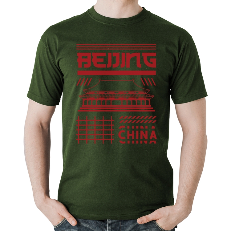 Camiseta Algodão Pequim China  - Musgo