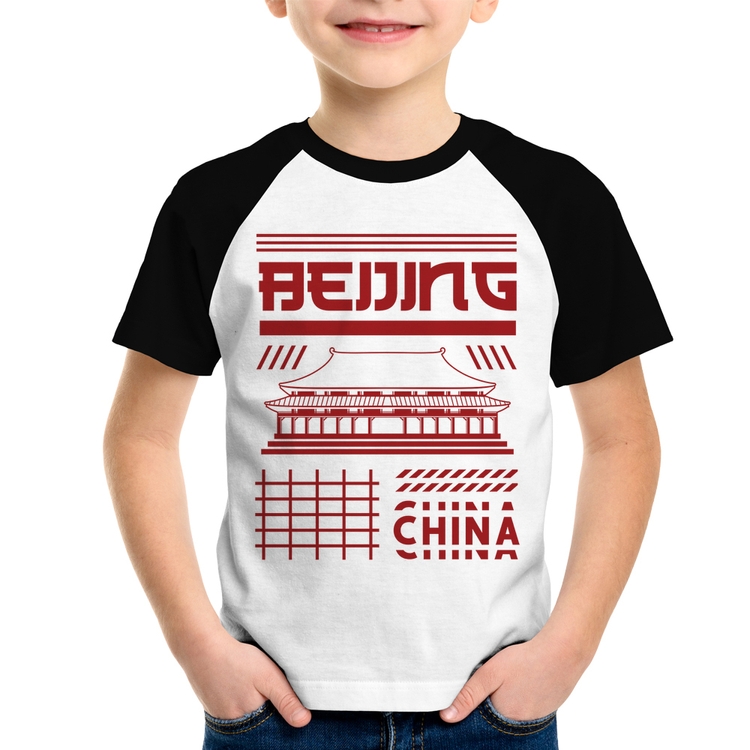 Camiseta Raglan Infantil Pequim China 