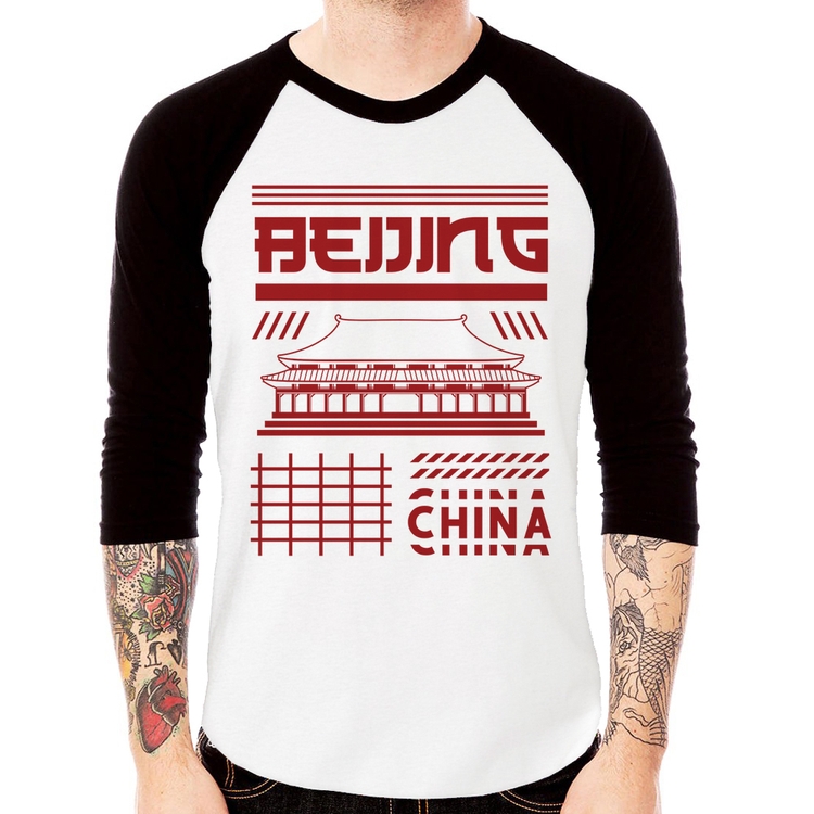 Camiseta Raglan Pequim China  Manga 3/4