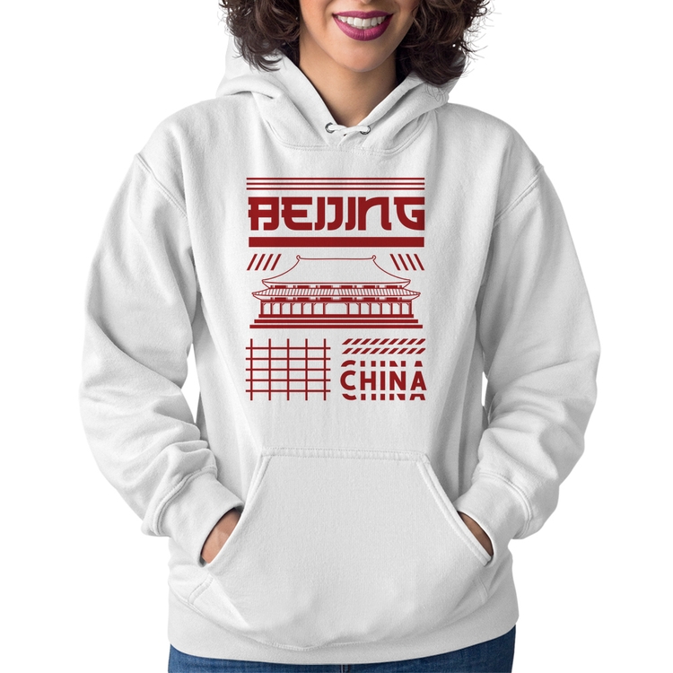 Moletom Feminino Pequim China  - Branco