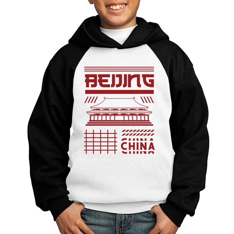 Moletom Infantil Pequim China  - Branco/Preto
