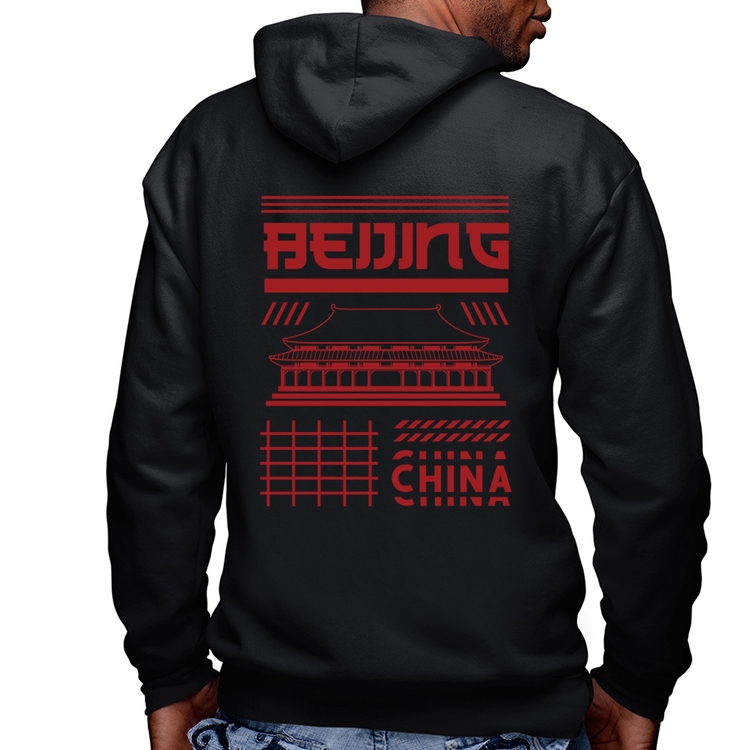 Blusa Moletom Pequim China  Masculina com Capuz e Zíper