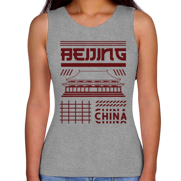 Regata Feminina Pequim China  - Cinza