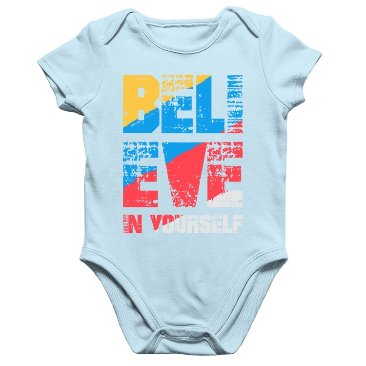 Body Bebê Algodão Believe In Yourself - Azul Bebê