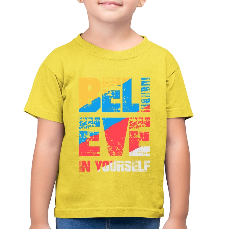 Camiseta Algodão Infantil Believe In Yourself - Amarelo Canário