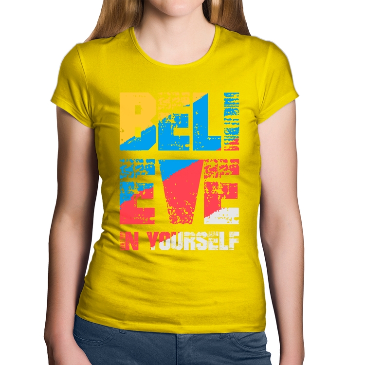 Baby Look Algodão Believe In Yourself - Amarela