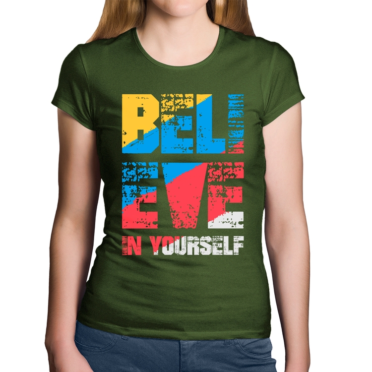 Baby Look Algodão Believe In Yourself - Musgo