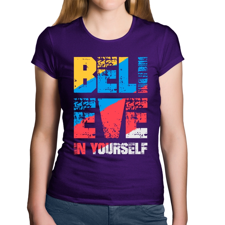 Baby Look Algodão Believe In Yourself - Roxa