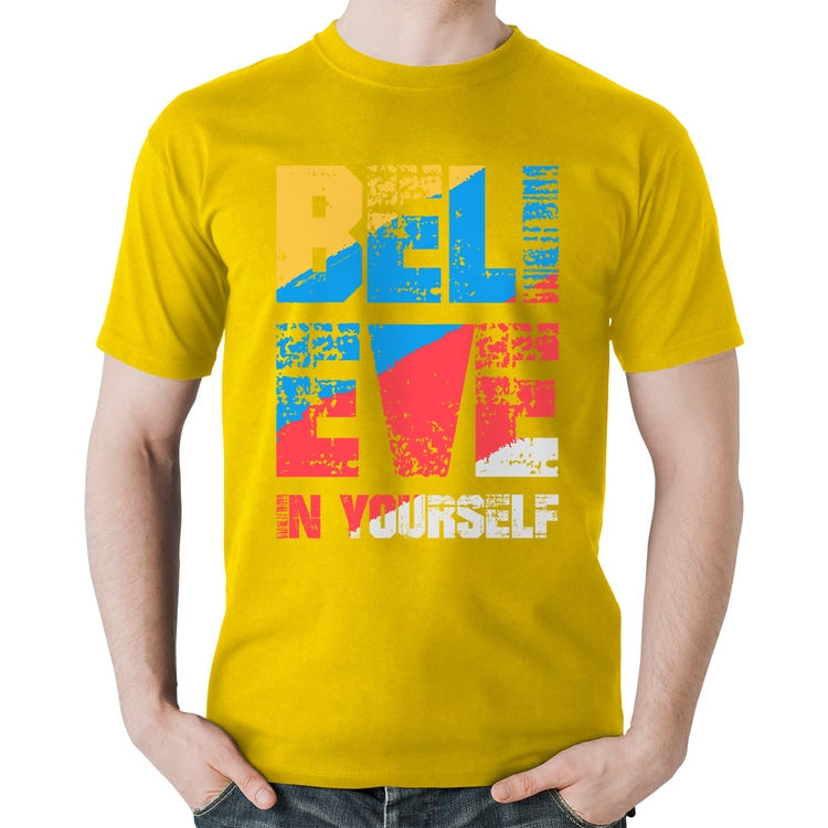 Camiseta Algodão Believe In Yourself - Amarela