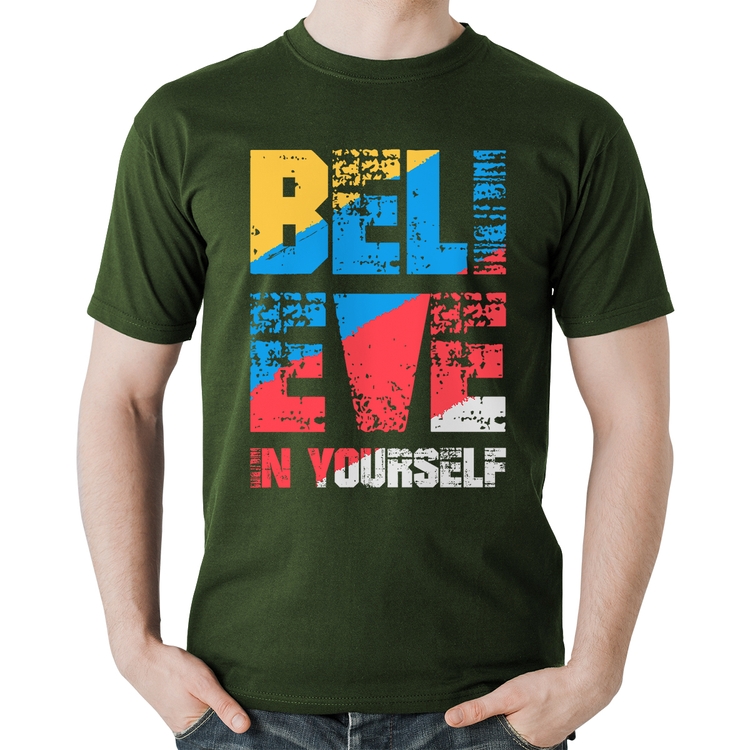 Camiseta Algodão Believe In Yourself - Musgo