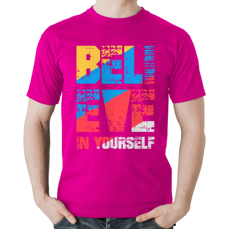 Camiseta Algodão Believe In Yourself - Rosa
