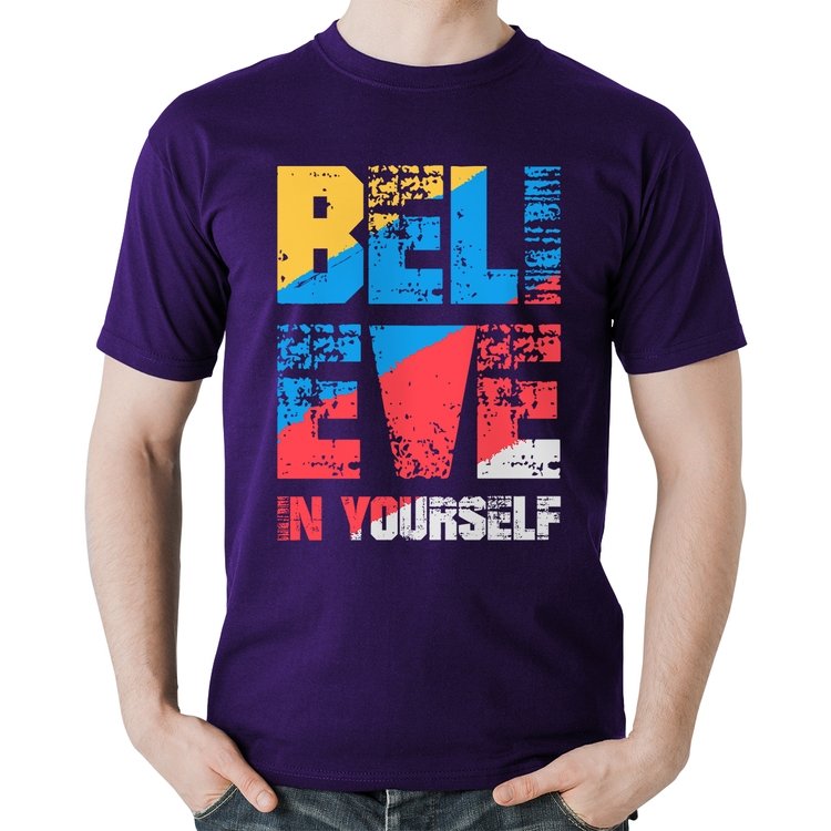 Camiseta Algodão Believe In Yourself - Roxa