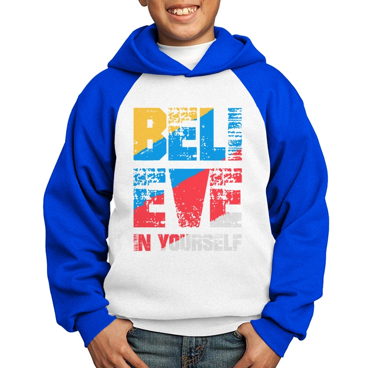 Moletom Infantil Believe In Yourself - Branco/Azul