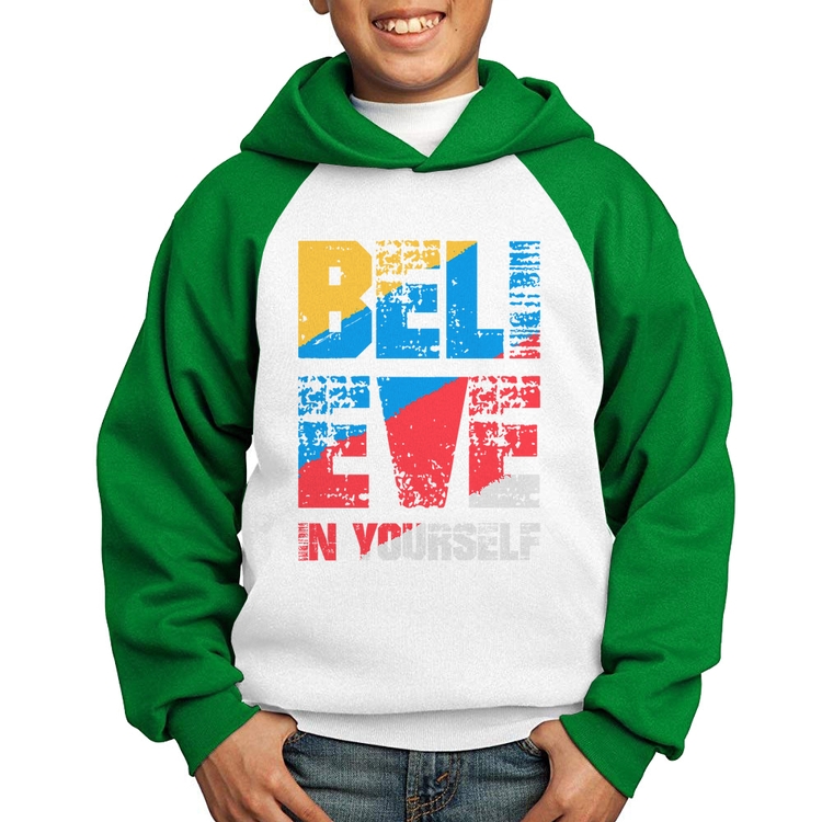 Moletom Infantil Believe In Yourself - Branco/Verde