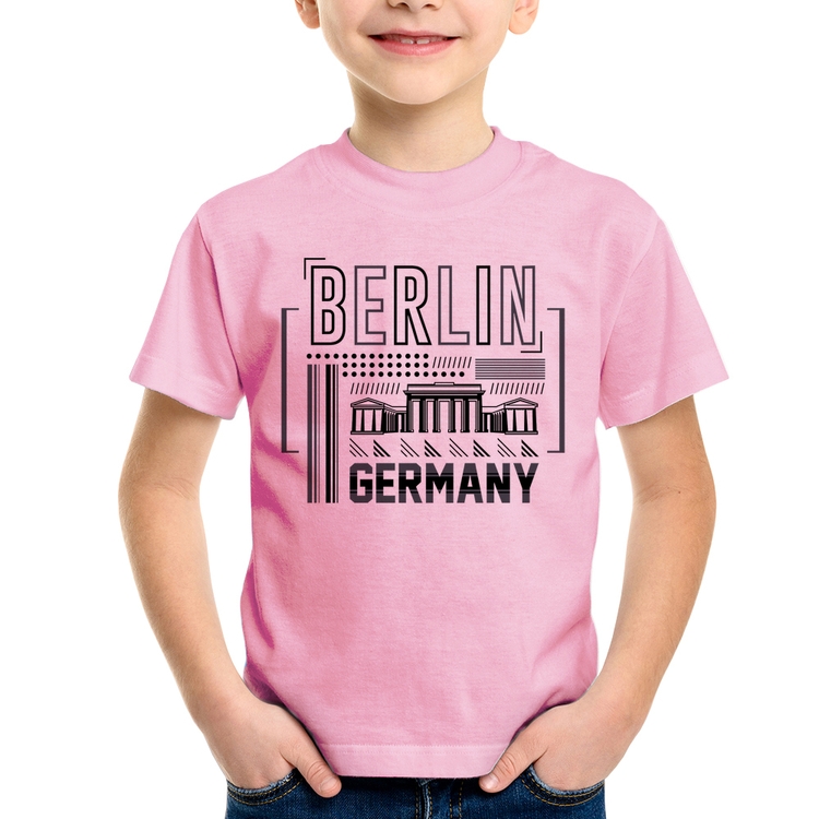 Camiseta Infantil Berlim Alemanha - Rosa Bebê