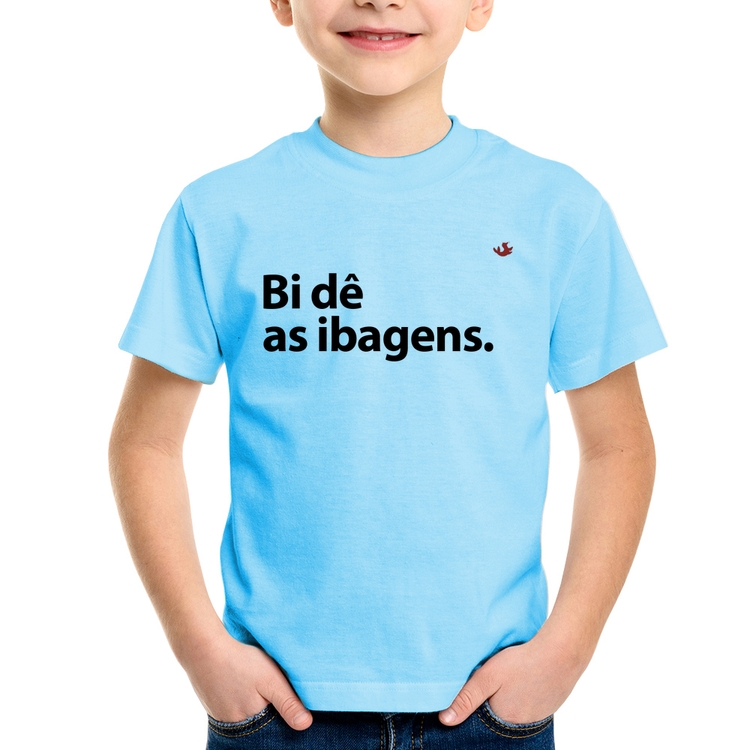 Camiseta Infantil Bi dê as ibagens - Azul Bebê
