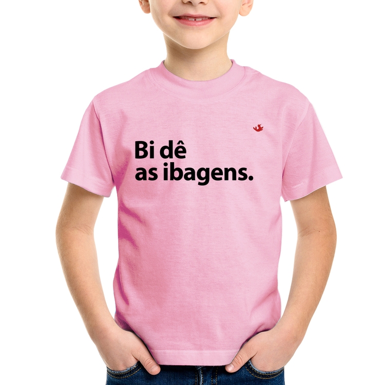 Camiseta Infantil Bi dê as ibagens - Rosa Bebê