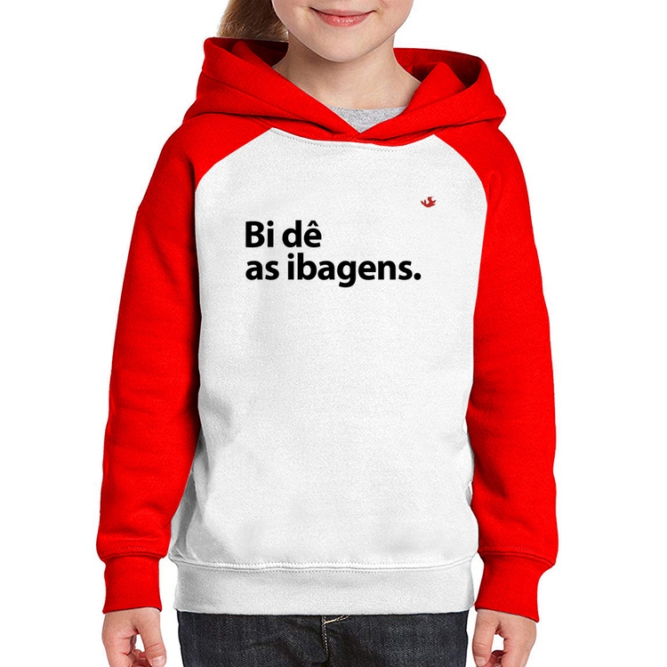 Moletom Infantil Bi dê as ibagens - Branco/Vermelho