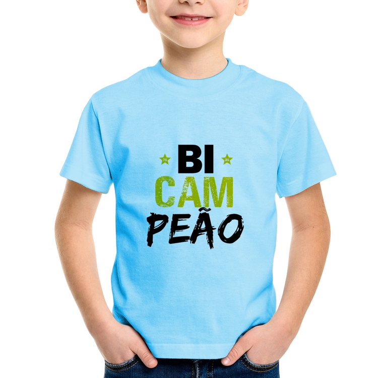Camiseta Infantil BiCAMpeão - Azul Bebê