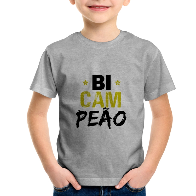 Camiseta Infantil BiCAMpeão - Cinza