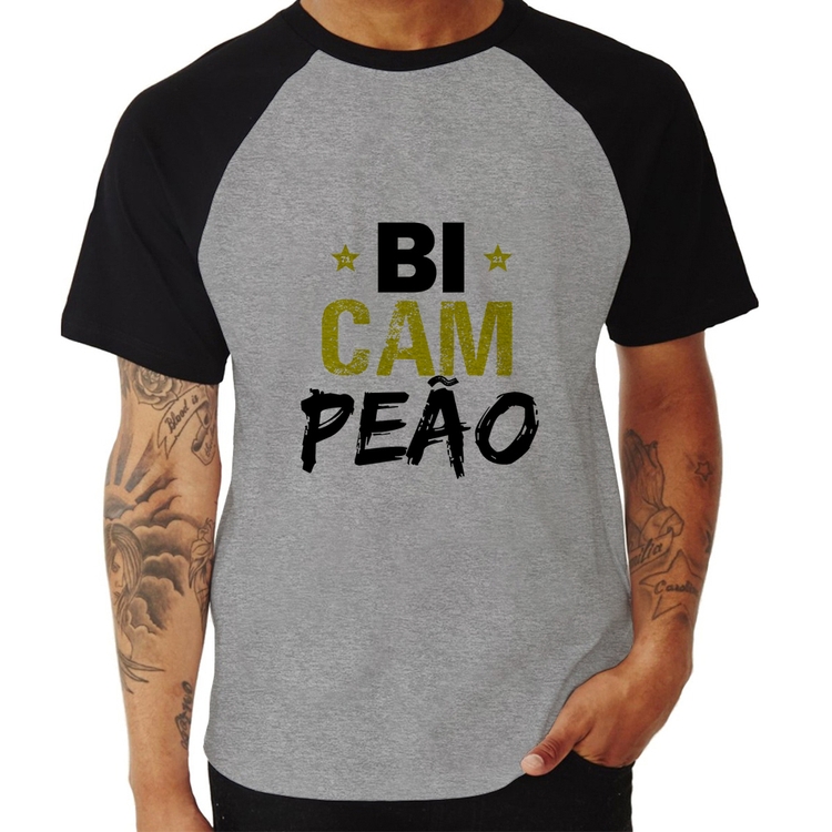 Camiseta Raglan BiCAMpeão - Cinza/Preto