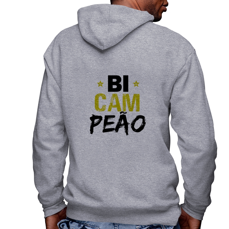 Blusa Moletom BiCAMpeão Masculina com Capuz e Zíper - Mescla