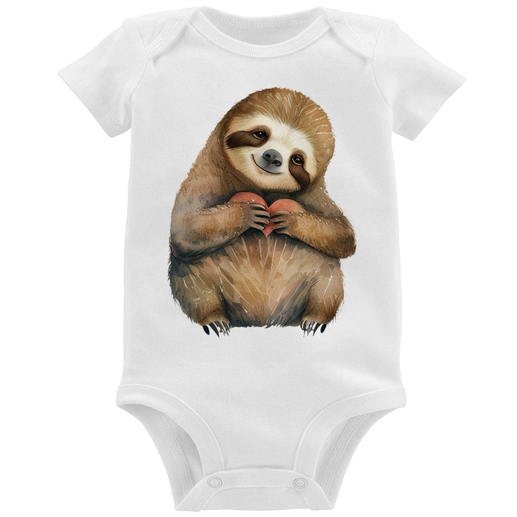 Body Bebê Bicho Preguiça Coração