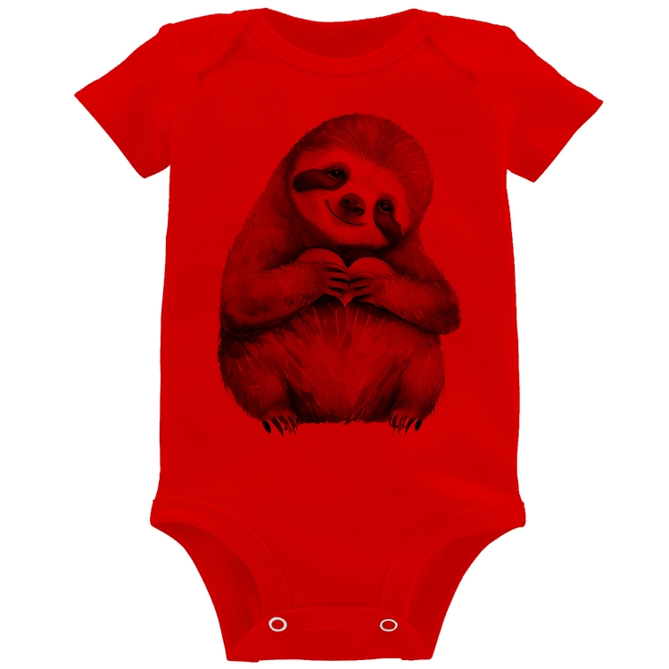 Body Bebê Bicho Preguiça Coração - Vermelho