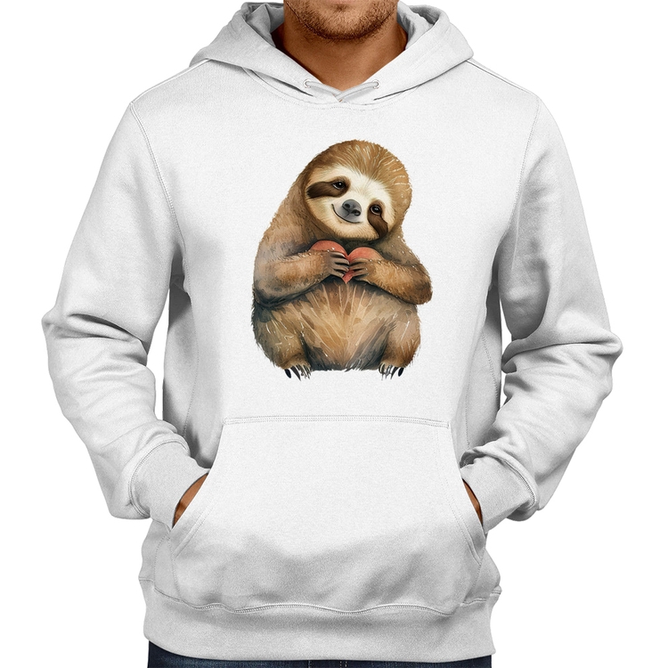 Moletom Bicho Preguiça Coração - Branco