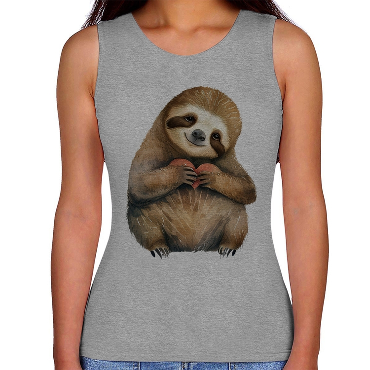 Regata Feminina Bicho Preguiça Coração - Cinza