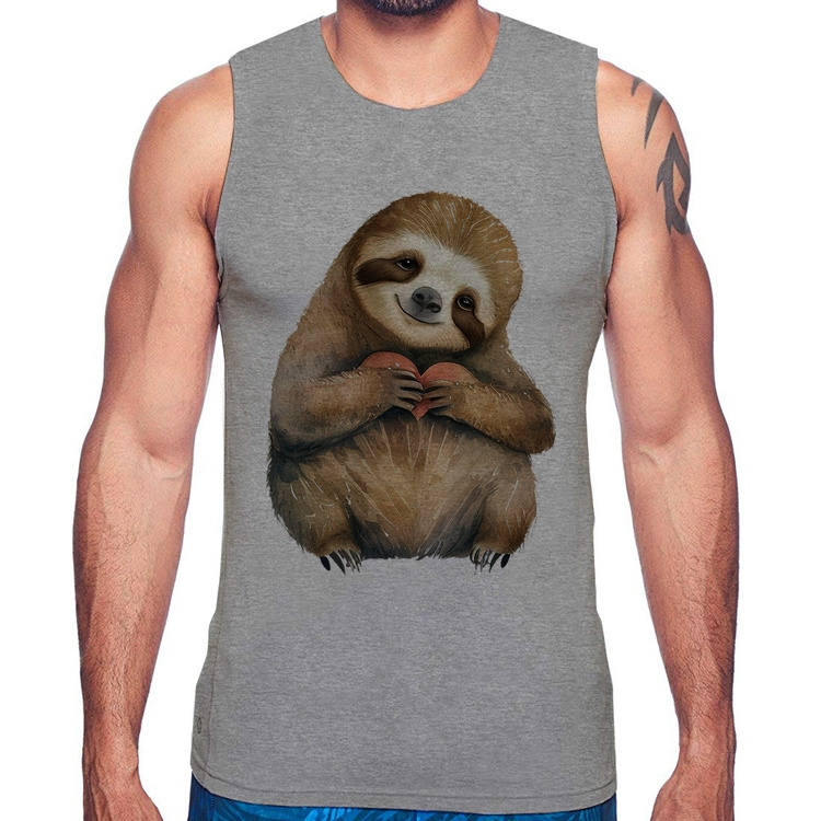 Regata Bicho Preguiça Coração - Cinza