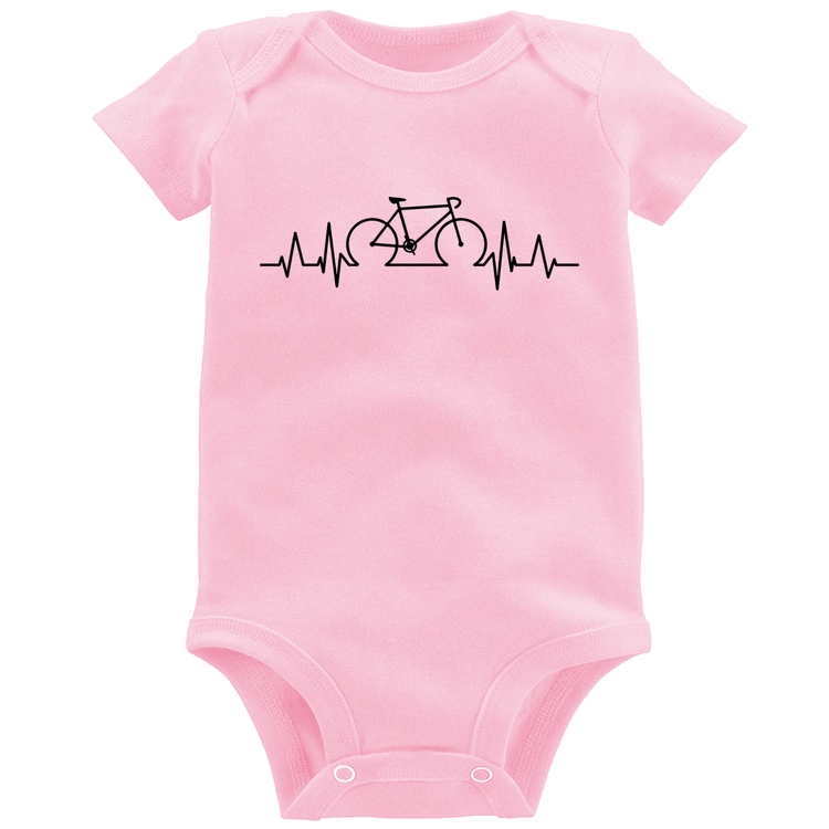 Body Bebê Bicicleta Batimentos Cardíacos - Rosa Bebê