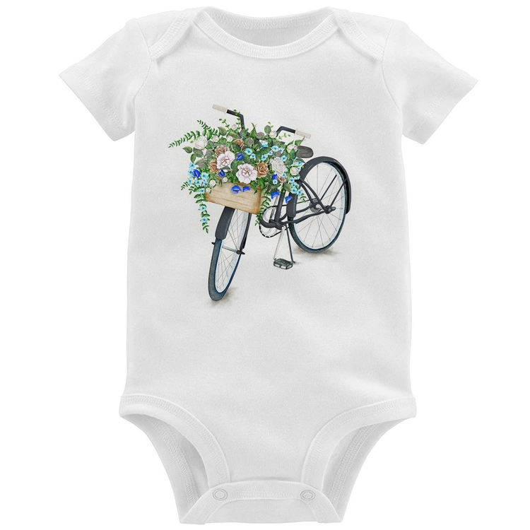Body Bebê Bicicleta Cesto de Flores