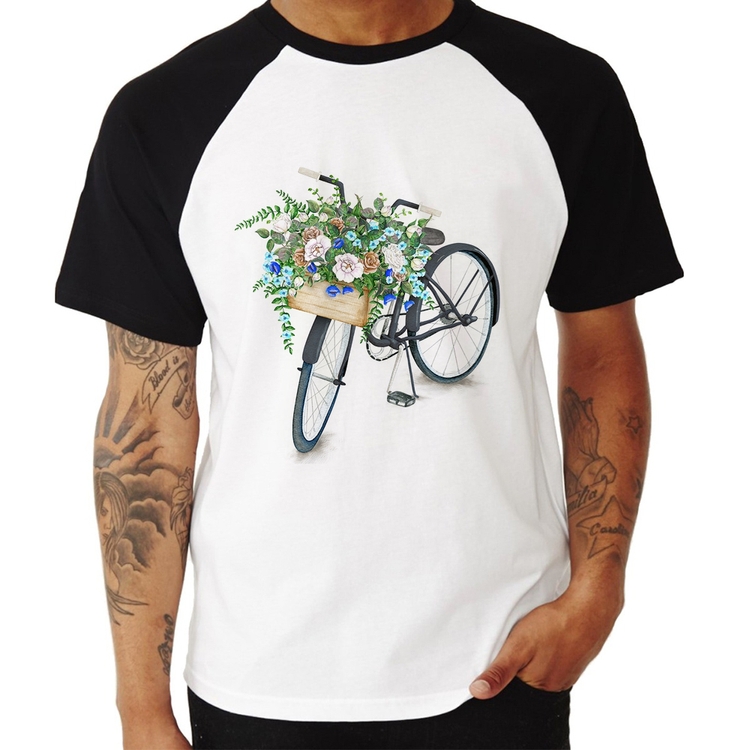 Camiseta Raglan Bicicleta Cesto de Flores