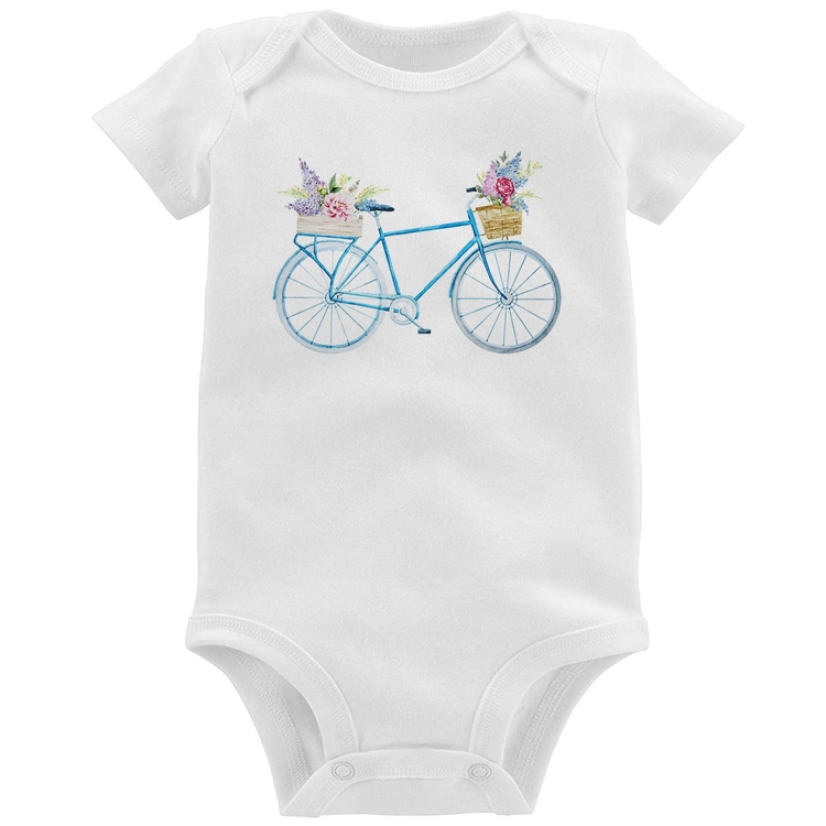 Body Bebê Bicicleta e Flores