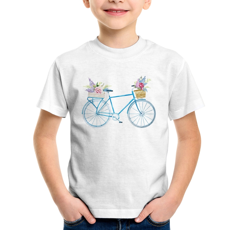 Camiseta Infantil Bicicleta e Flores