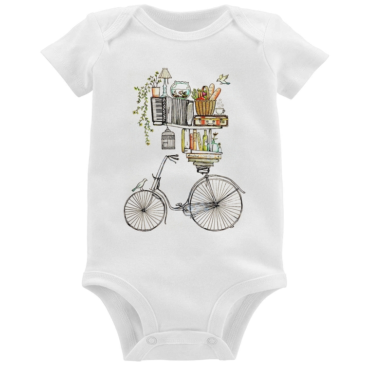 Body Bebê Bicicleta e Livros