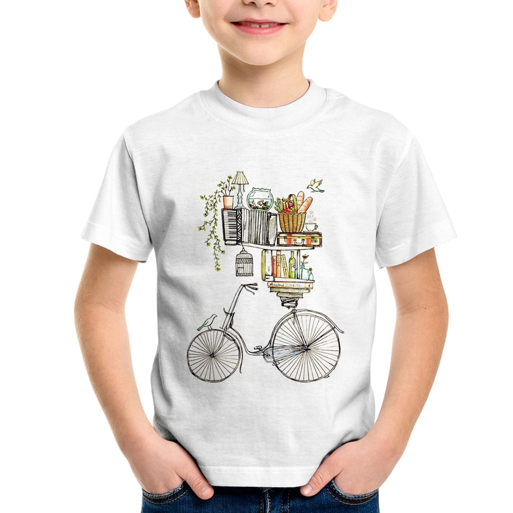 Camiseta Infantil Bicicleta e Livros