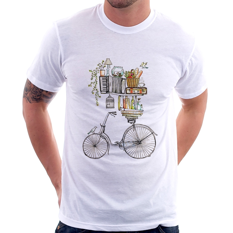 Camiseta Bicicleta e Livros