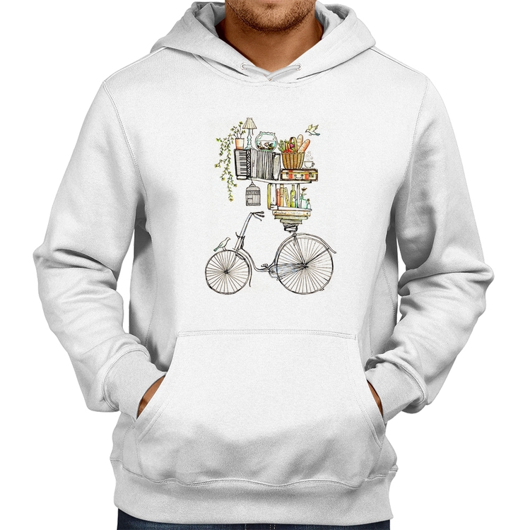 Moletom Bicicleta e Livros - Branco