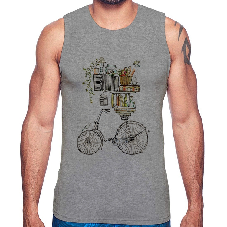 Regata Bicicleta e Livros - Cinza