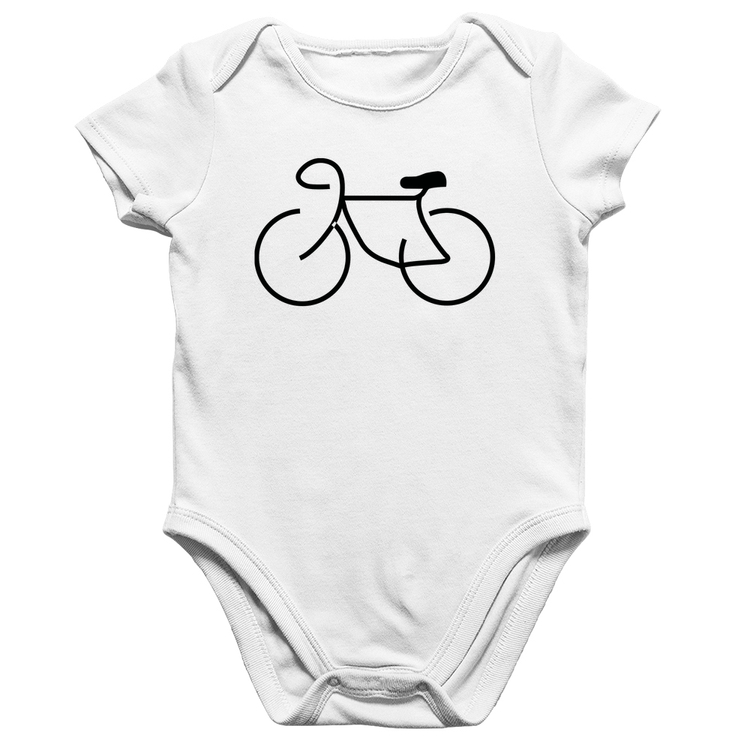 Body Bebê Algodão Bicicleta Traços - Branco