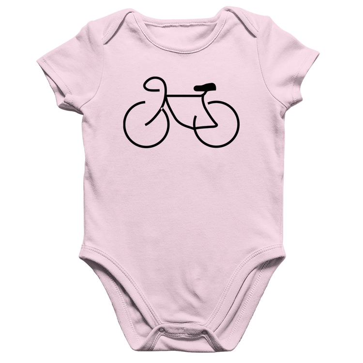 Body Bebê Algodão Bicicleta Traços - Rosa Bebê